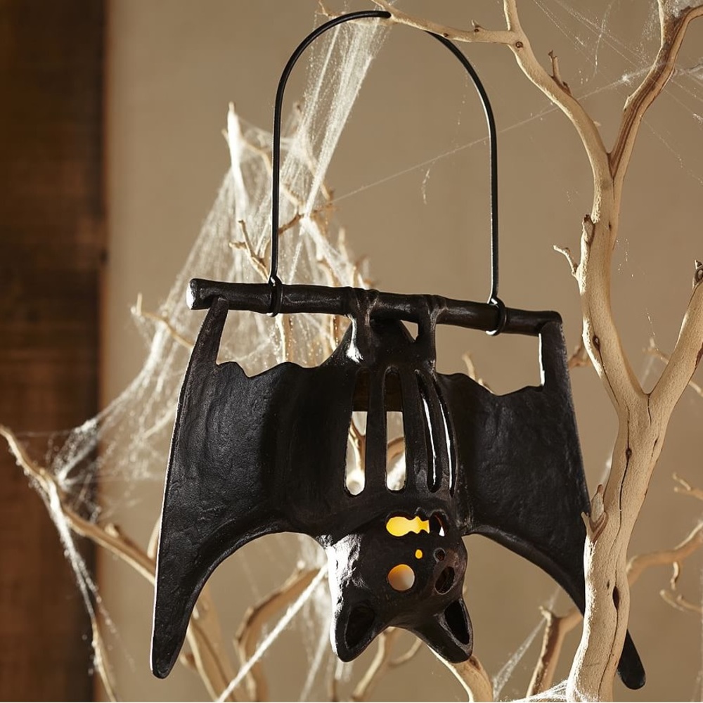Pottery Barn Spooky Rare Hanging Rustic Metal Bat Votive Candle Holder L…